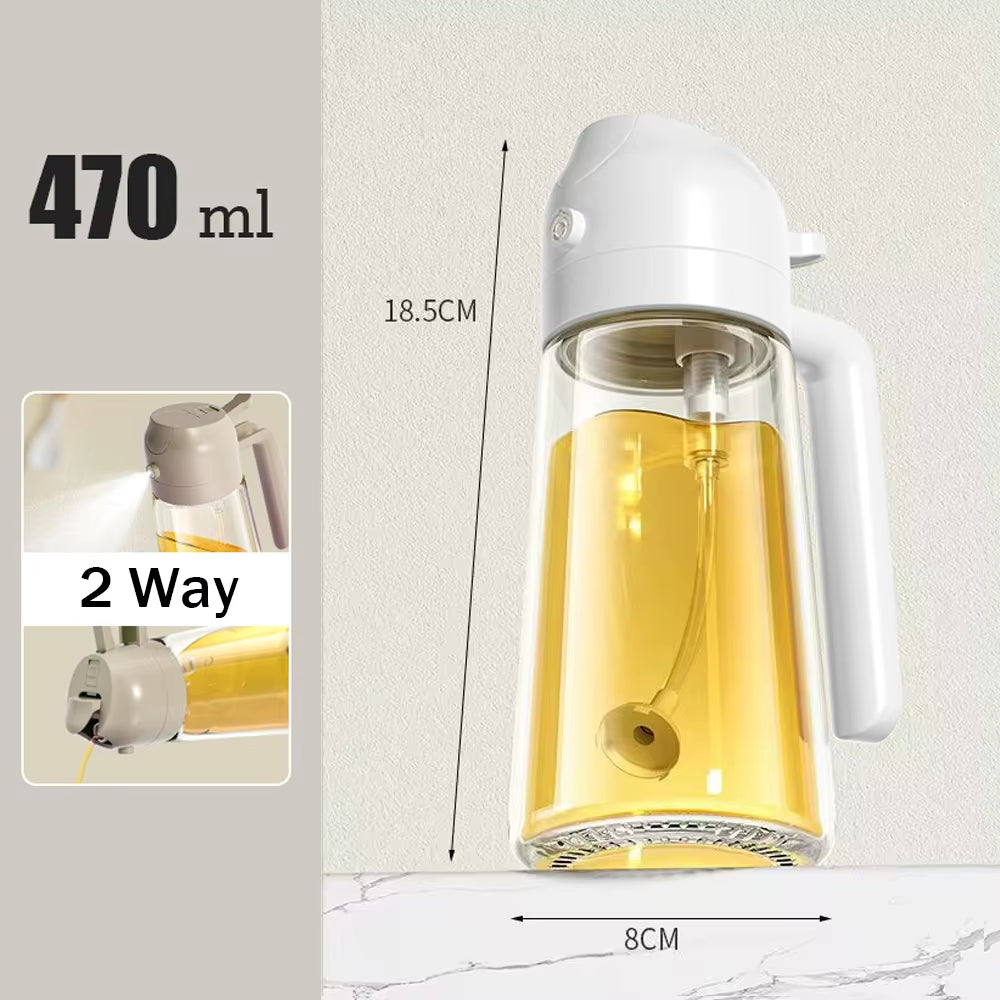 2In1 470Ml Glass Spray Oil Sprayer Bottle Spray Oil Dispenser Oil Jar Cruet BBQ Kitchen Cooking Roasting Picnic Kitchen Tools