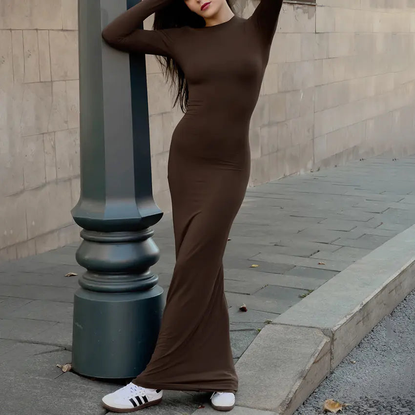 Hip Wrapped Slimming Long Dress for Women