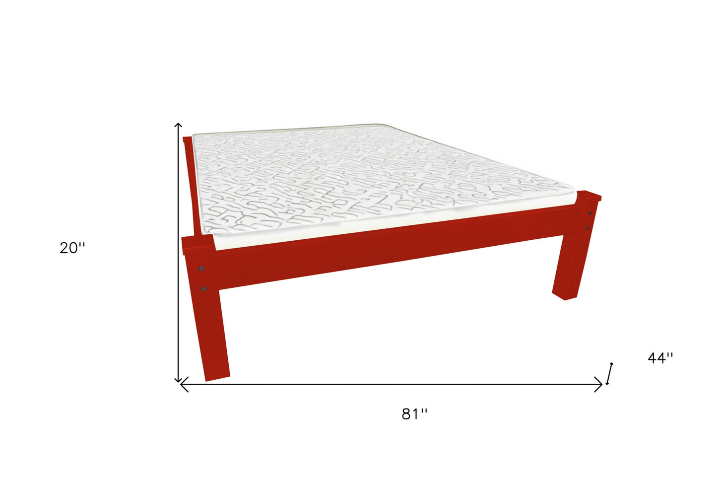 Red Solid Wood Twin Bed Frame-4