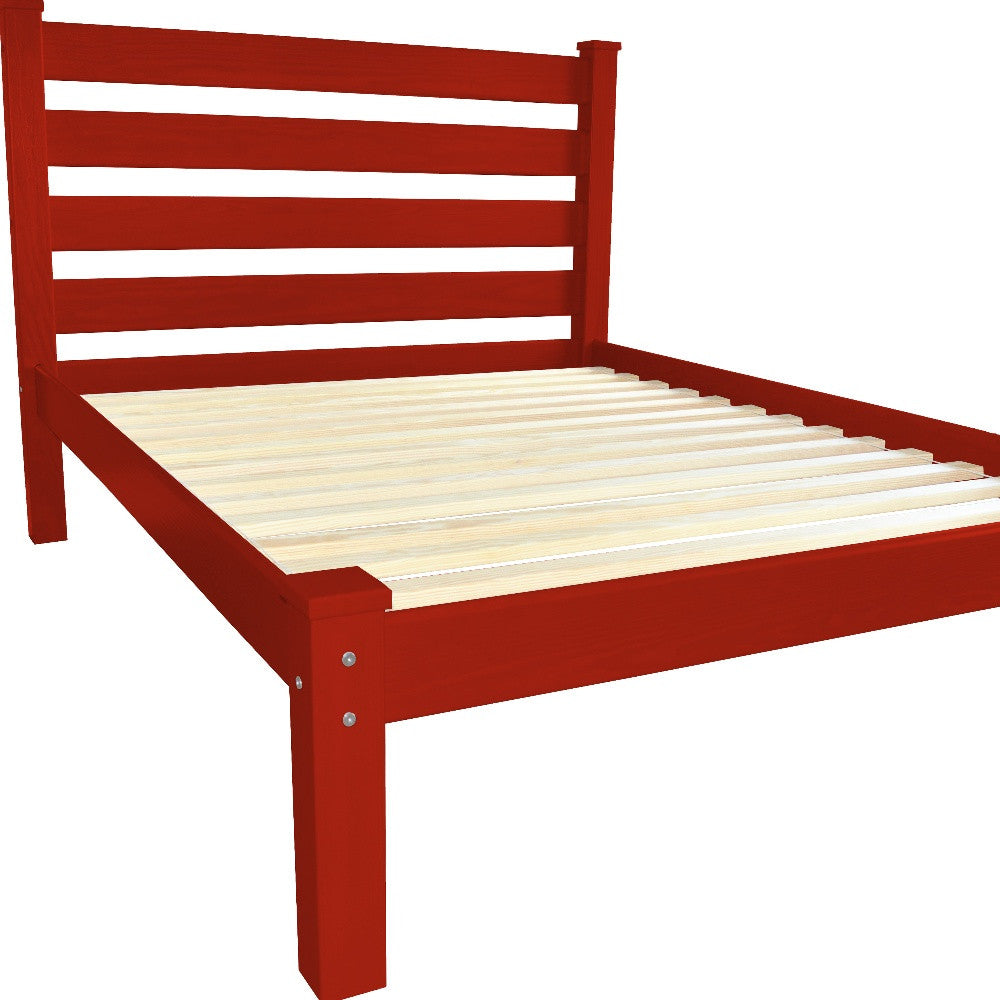 Red Solid Wood Full Bed Frame-5