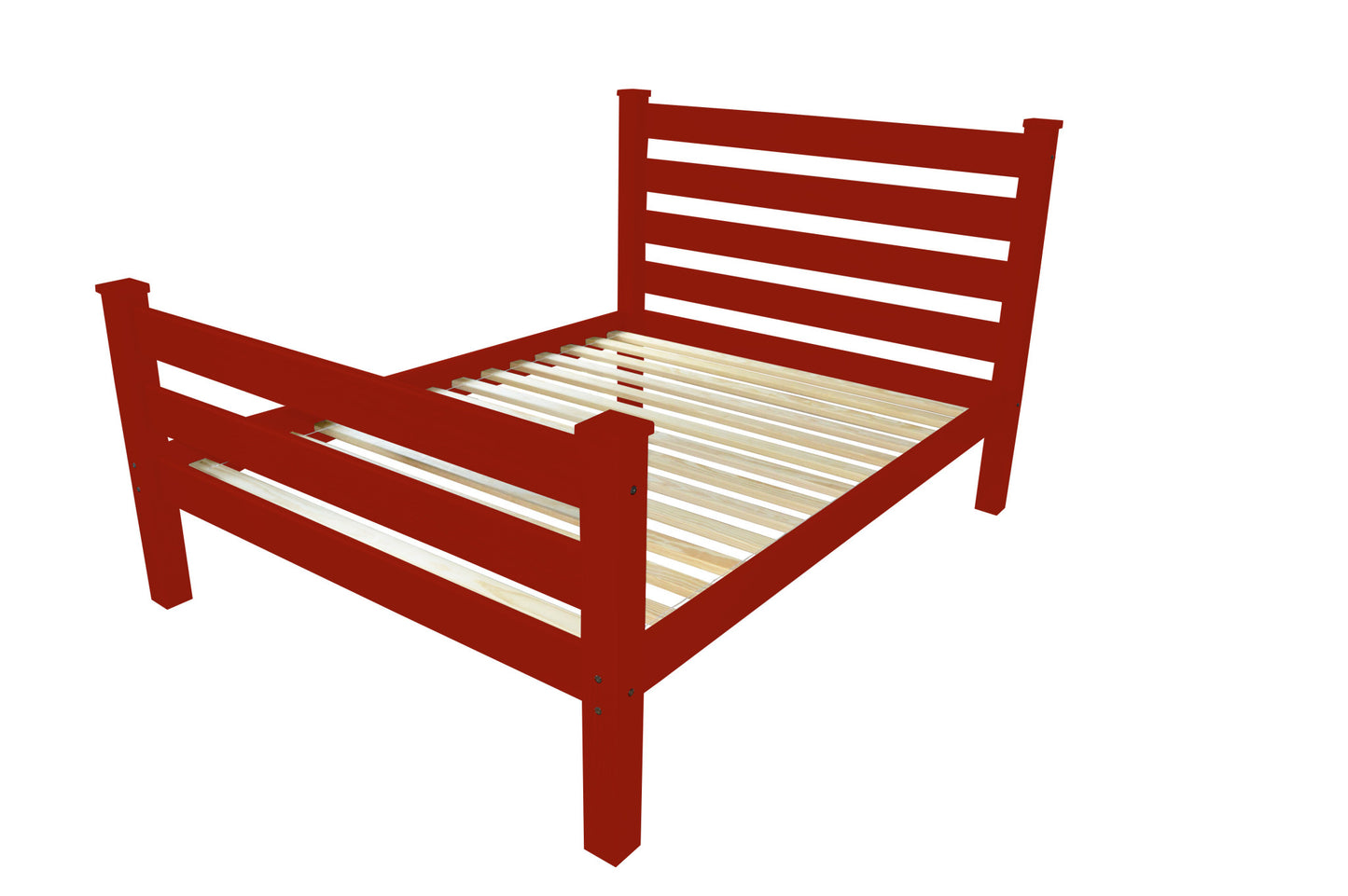 Red Solid Wood Queen Bed Frame-4
