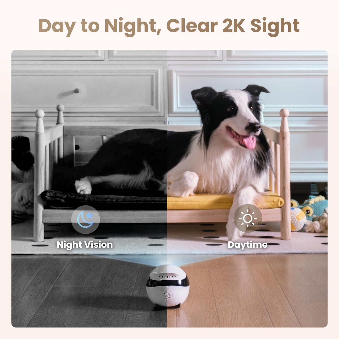 Indoor Security Camera Robot EBO Air 2: 2K Pet Camera, Movable Home Robot, Custom Facial Expression, Auto-Recharge, Battery-Operated, 2-Way Talk, Night Vision, 32GB Memory Card (Dove White)