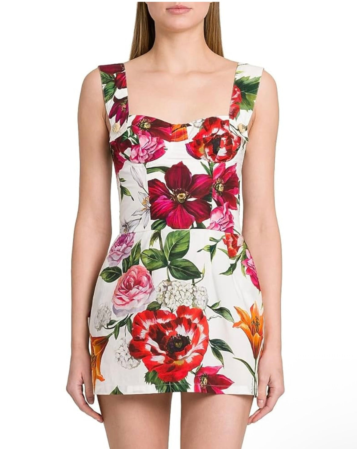 Dolce And Gabbana Floral Cotton Poplin Mini Dress