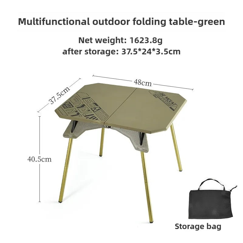 Portable Folding Camping Table Adjustable Green-1
