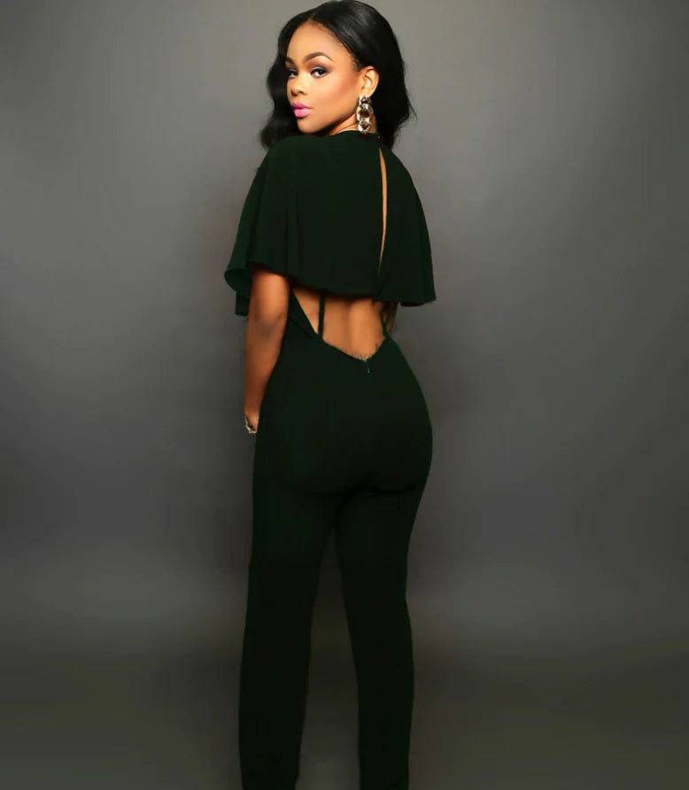 Cloak Jumpsuit, Loose Fit, Backless Design