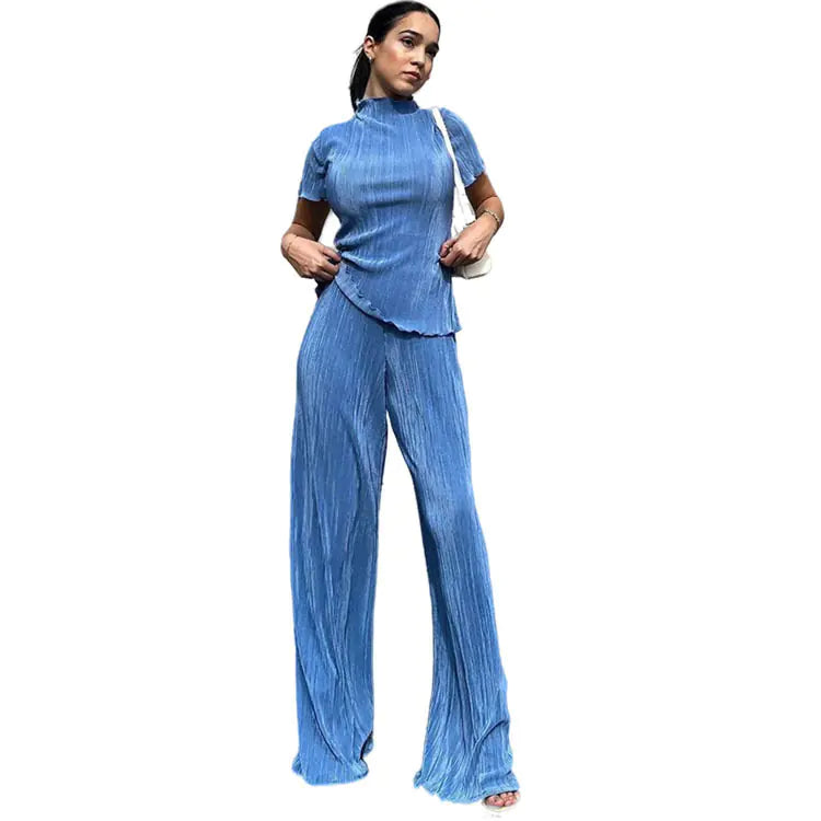 2024 Spring Women's Solid Color Two-Piece Set
