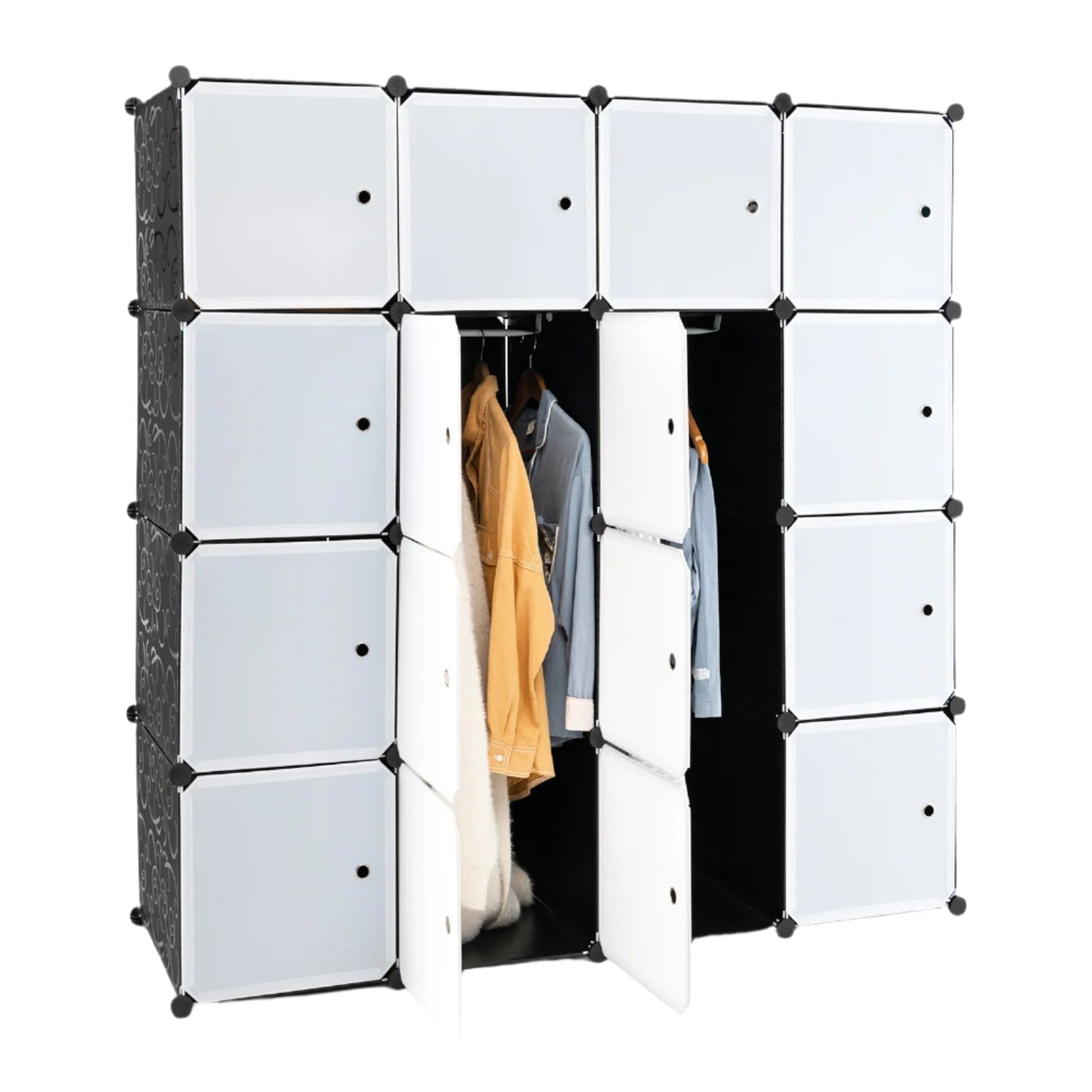 Storage Wardrobe Closet with Hanging Rods-0