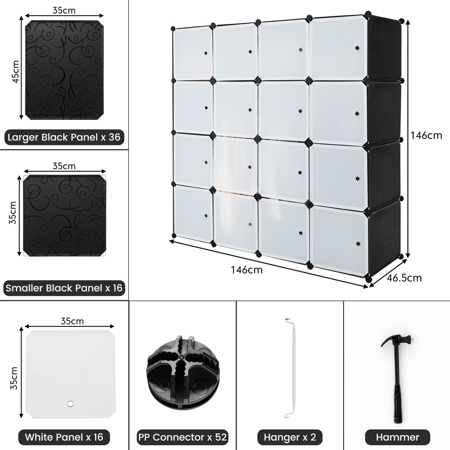 Storage Wardrobe Closet with Hanging Rods-1