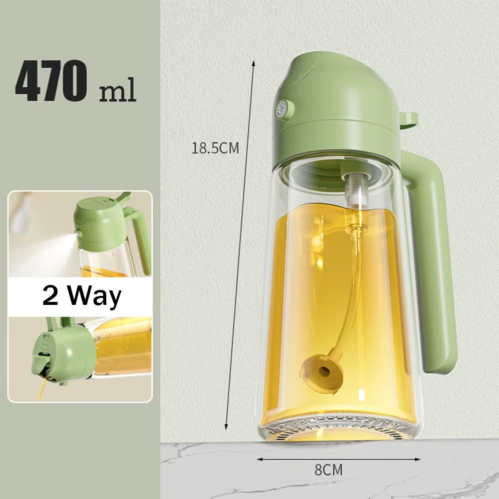 2In1 470Ml Glass Spray Oil Sprayer Bottle Spray Oil Dispenser Oil Jar Cruet BBQ Kitchen Cooking Roasting Picnic Kitchen Tools