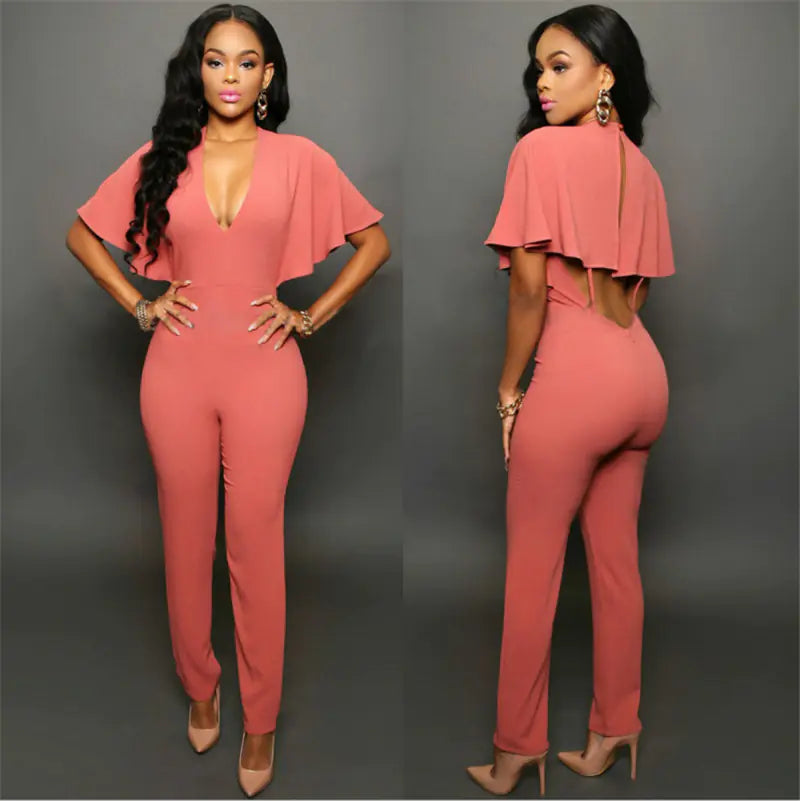 Cloak Jumpsuit, Loose Fit, Backless Design