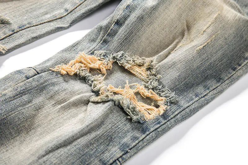 Classic Zipper Beam-Leg Jeans for Timeless Style