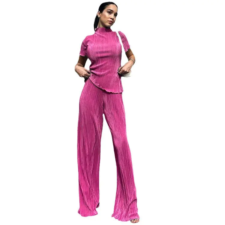 2024 Spring Women's Solid Color Two-Piece Set
