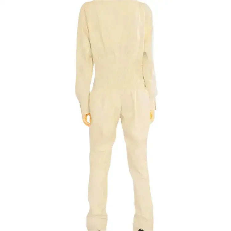 Women's Round Neckline Leather Jumpsuit-1
