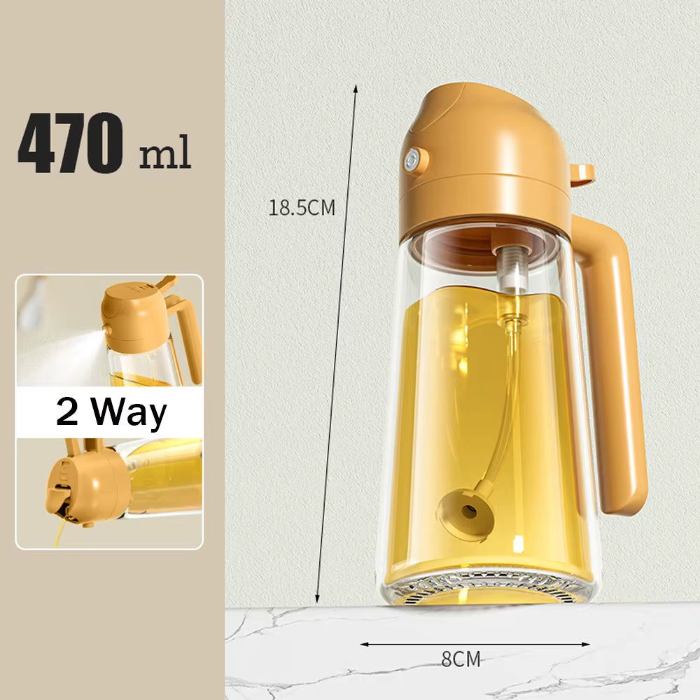 2In1 470Ml Glass Spray Oil Sprayer Bottle Spray Oil Dispenser Oil Jar Cruet BBQ Kitchen Cooking Roasting Picnic Kitchen Tools