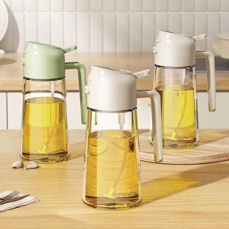 2In1 470Ml Glass Spray Oil Sprayer Bottle Spray Oil Dispenser Oil Jar Cruet BBQ Kitchen Cooking Roasting Picnic Kitchen Tools