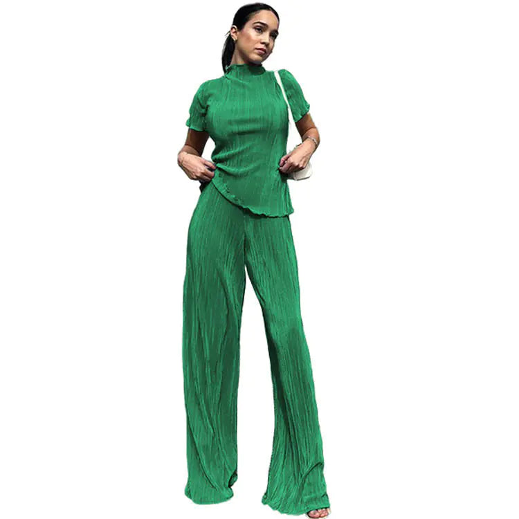 2024 Spring Women's Solid Color Two-Piece Set