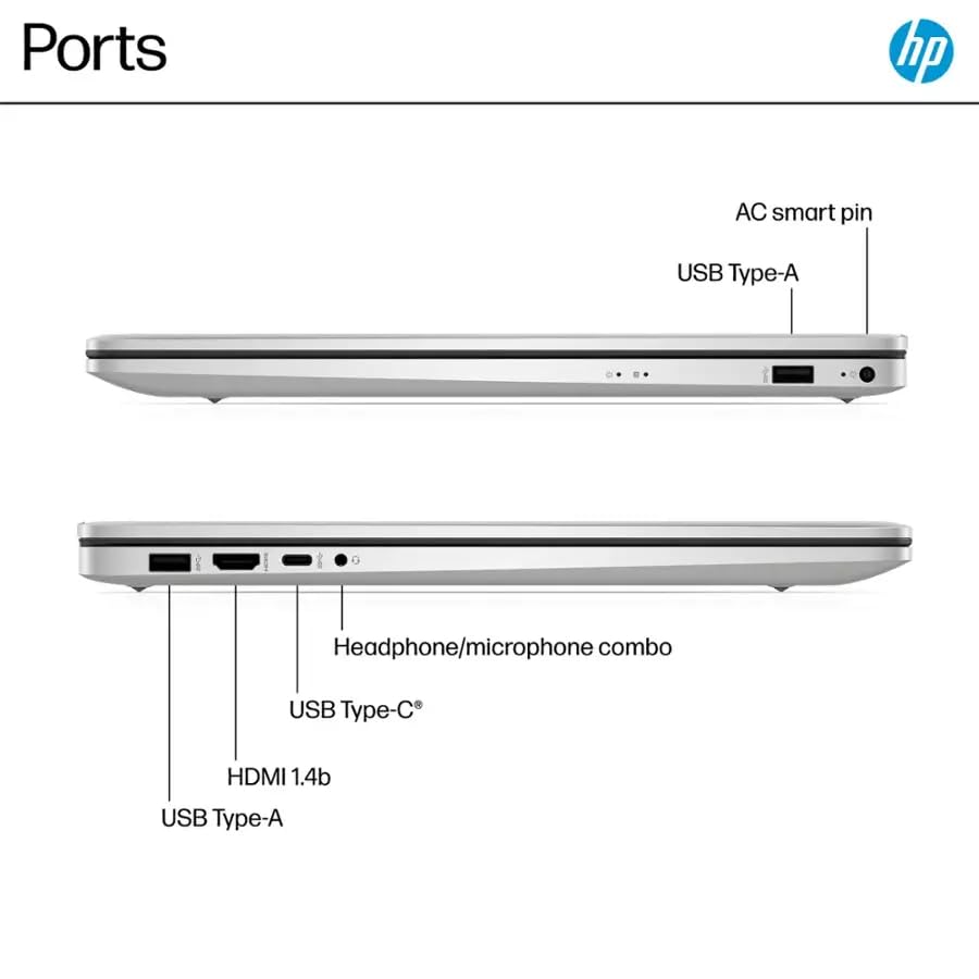 HP 17.3 inch Laptop, HD+ Display, AMD Ryzen 5 7520U, 16 GB RAM, 512 GB SSD, AMD Radeon Graphics, Windows 11 Home, Natural Silver, 17-cp2199nr