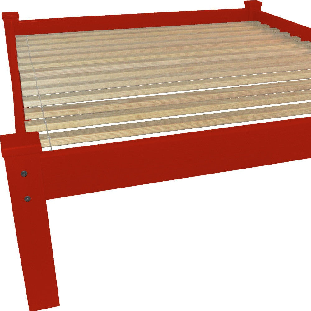 Red Solid Wood Twin Bed Frame-3