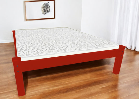 Red Solid Wood Twin Bed Frame-0