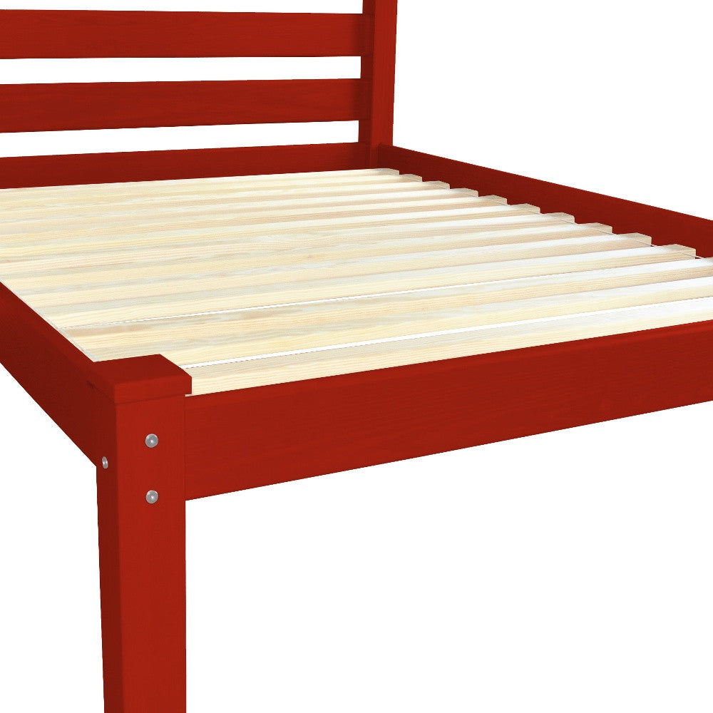Red Solid Wood Twin Bed Frame-4