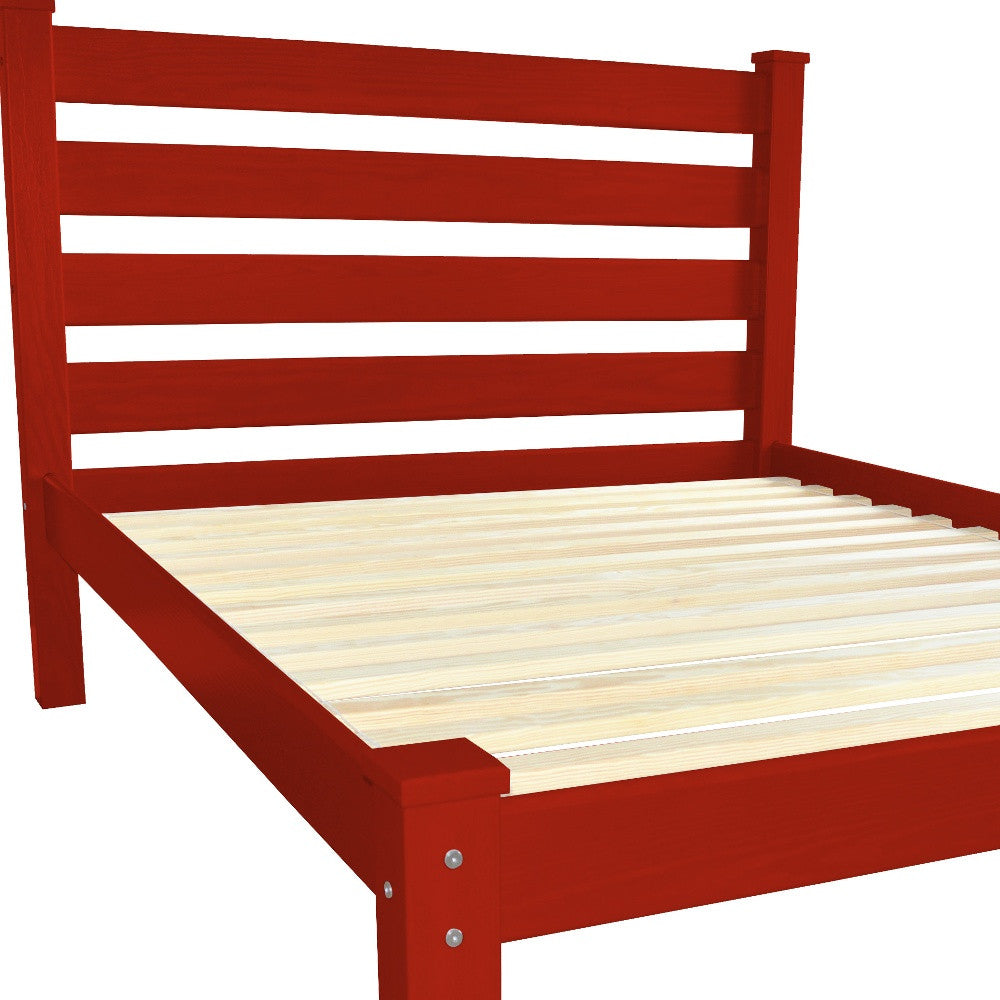 Red Solid Wood Full Bed Frame-4