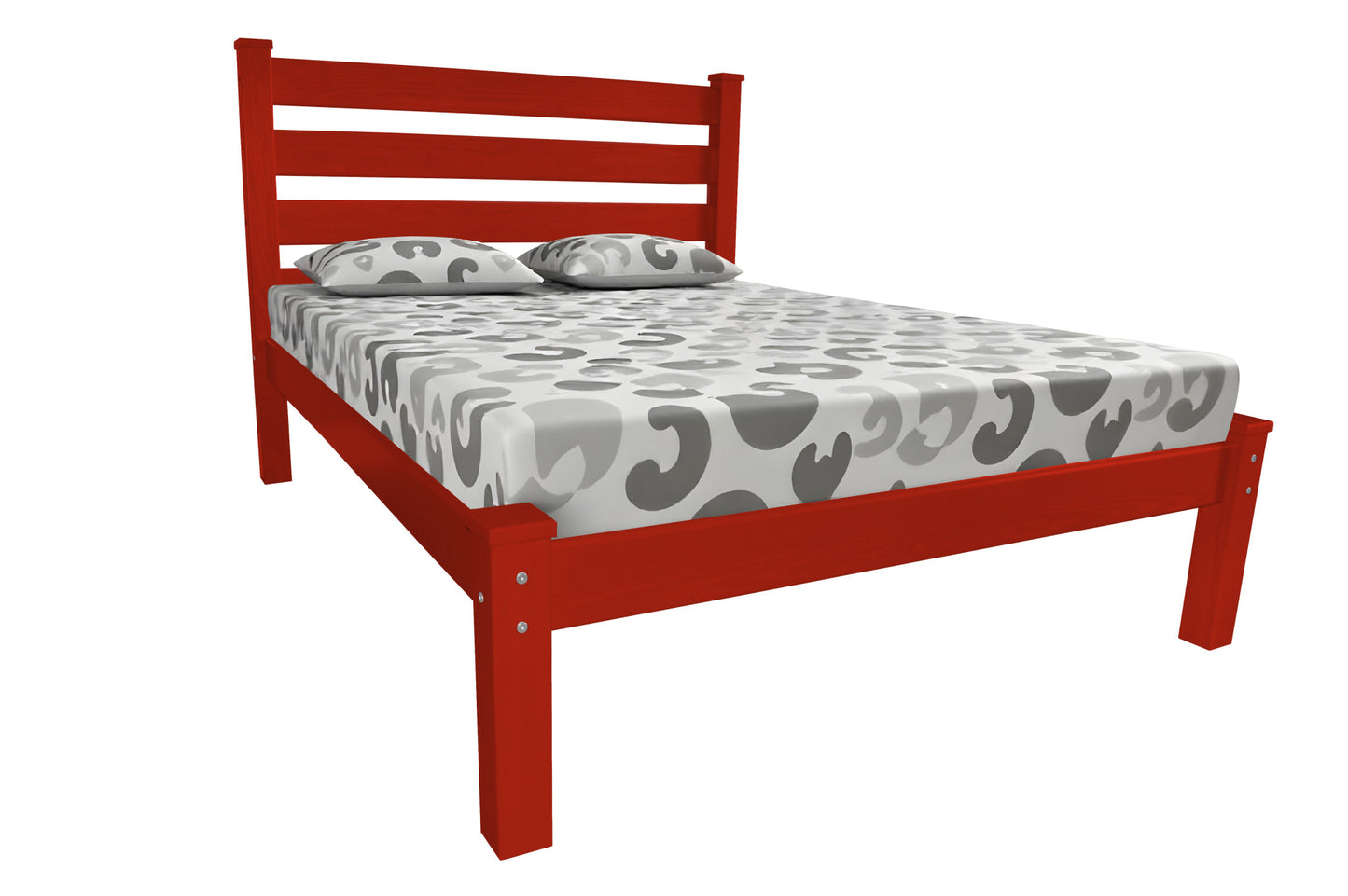 Red Solid Wood Full Bed Frame-1