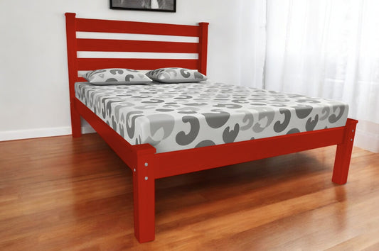 Red Solid Wood Full Bed Frame-0