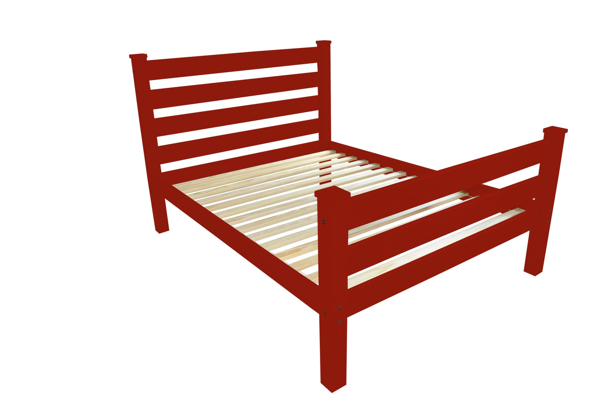 Red Solid Wood Queen Bed Frame-2
