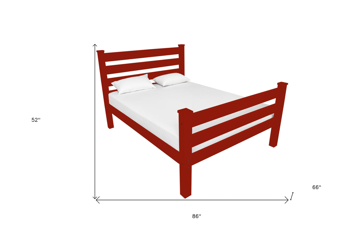 Red Solid Wood Queen Bed Frame-6