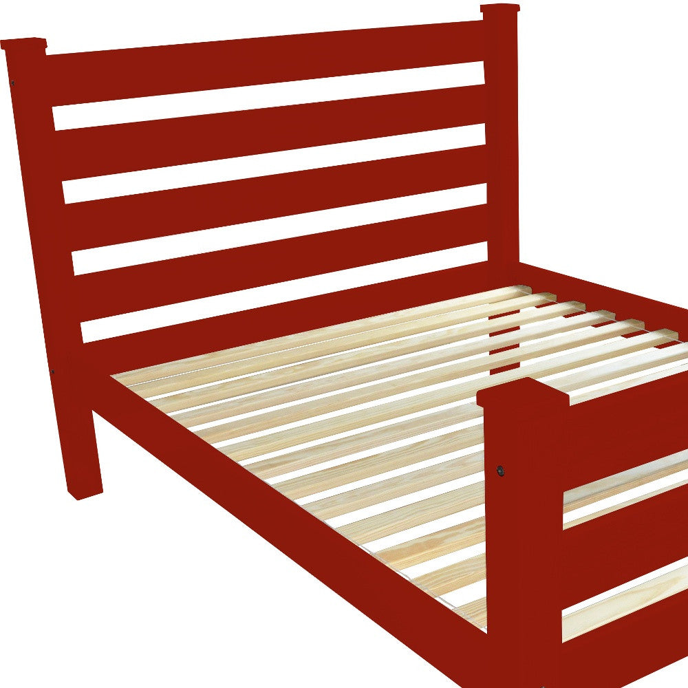 Red Solid Wood Queen Bed Frame-5
