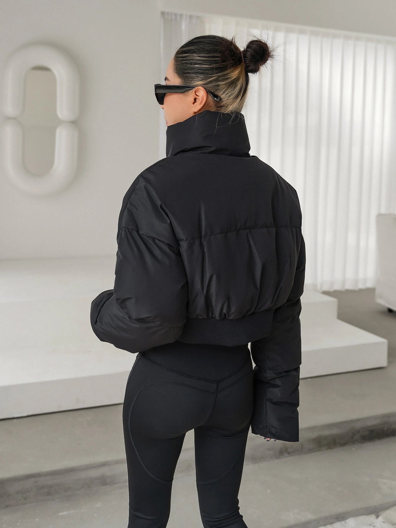 DAZY Drop Shoulder Zipper Puffer Thick Pockets Coat ,Winter Women Clothes,Winter Coat Women