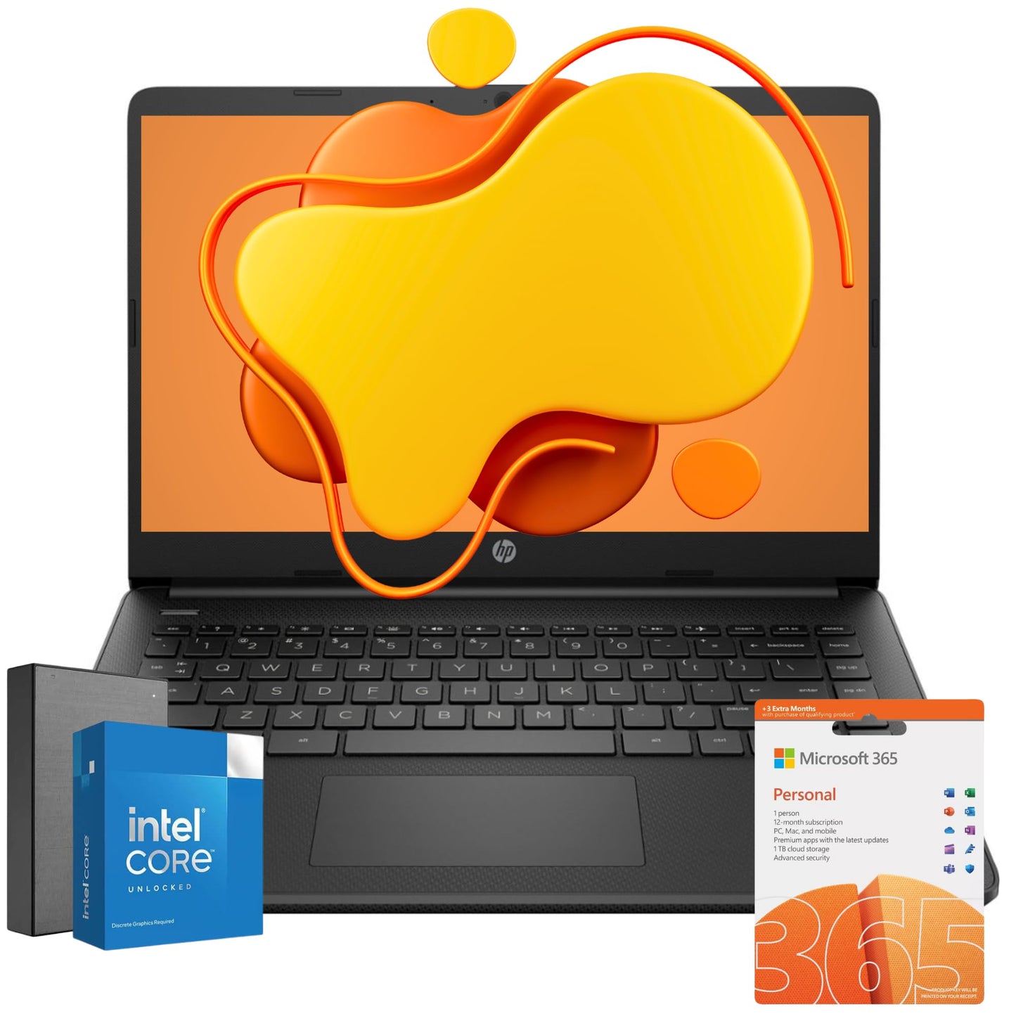 HP 16GB RAM Laptop with Free Microsoft 365 | 1.2TB Storage (256GB Hard Drive and 1TB Cloud) | Intel 4-Core | Windows 11 | Lightweight Design | Slim & Powerful | No Earbuds