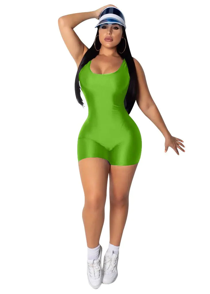 Candy Color Slim Fit Jumpsuit in Four Colors
