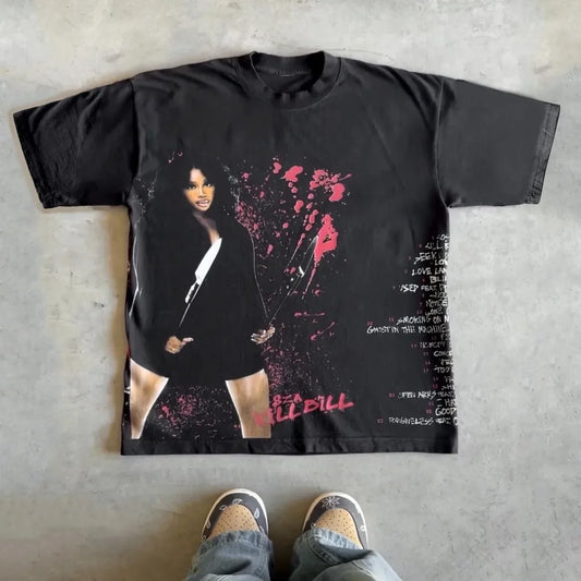 Streetwear Y2K Retro American Graphic Print T Shirt Men Women New Hip Hop Goth Oversized T Shirt Fashion Casual Short Sleeve Top
