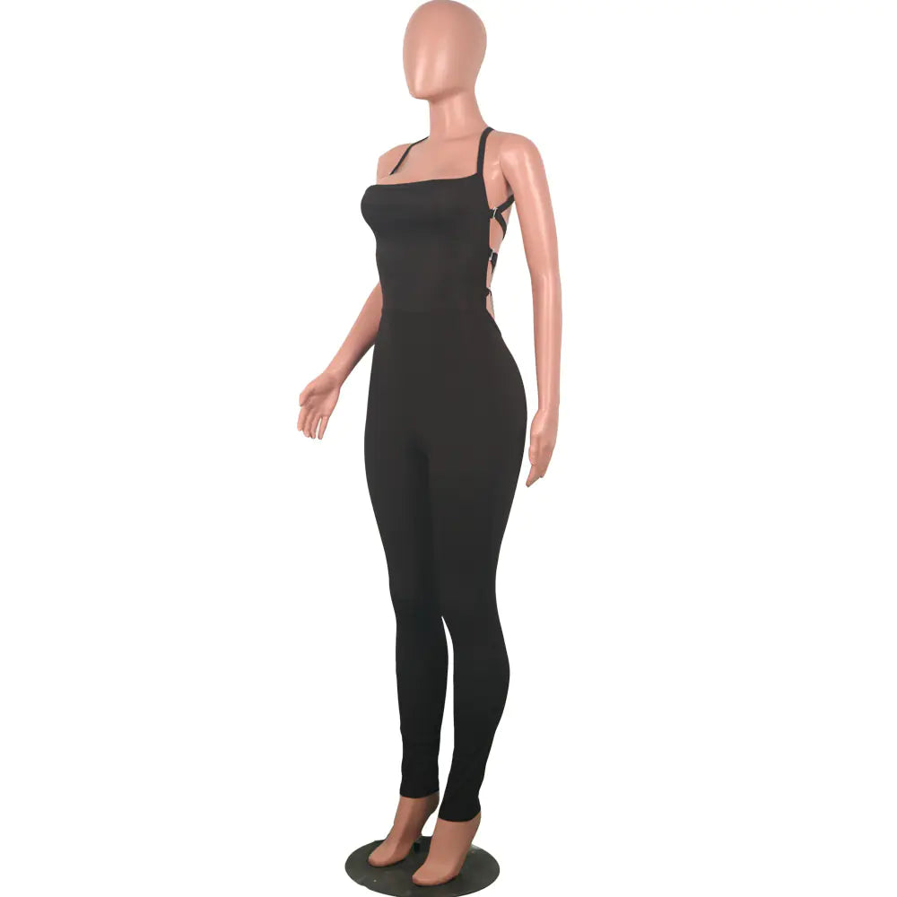 Women's Strappy Jumpsuit with Tie Detail