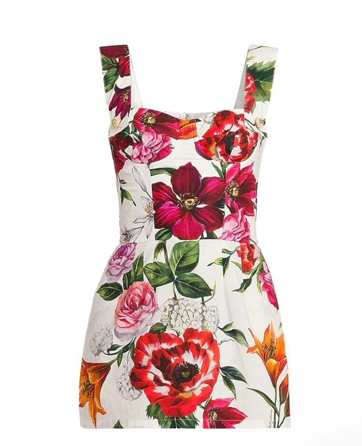 Dolce And Gabbana Floral Cotton Poplin Mini Dress