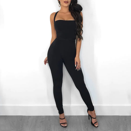 Women's Strappy Jumpsuit with Tie Detail