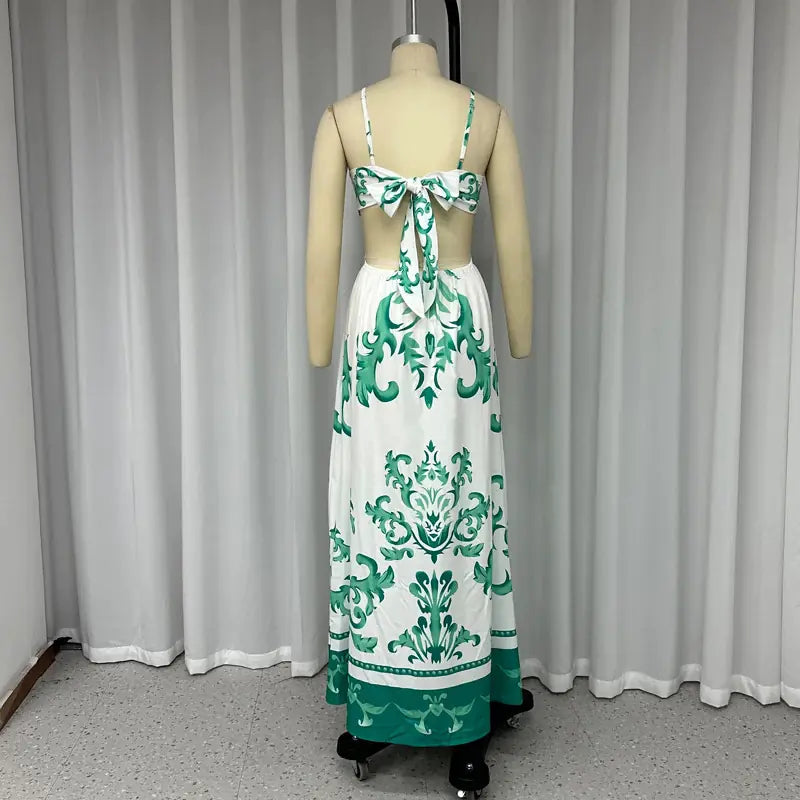 2023 Stylish Printed Backless Vacation Dress