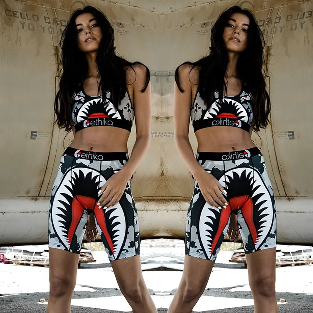 Casual Sports Set with Cartoon Camouflage Design