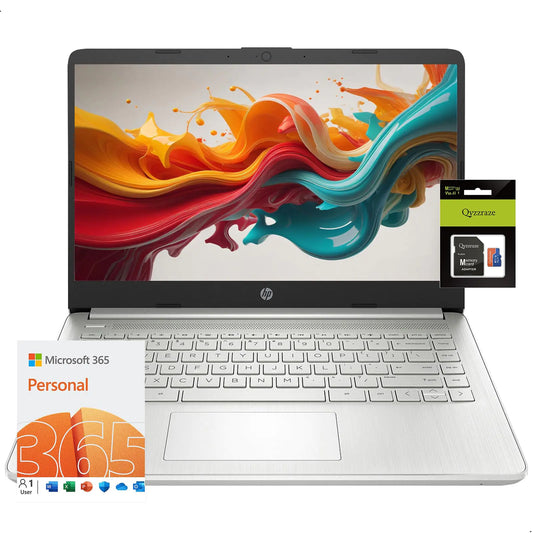HP Laptop 14 HD Laptop Windows 11 Intel Quad-Core N4120 1 Year Office 365 8GB RAM 196GB Storage (128GB eMMC+64GB SD Card) Ultral Light Laptop for Students Business WiFi Bluetooth HDMI Webcam