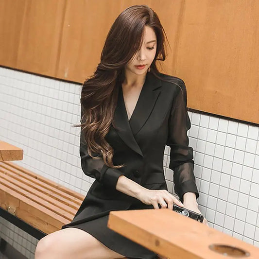 2020 Women's Double-Breasted Suit Dress - Little Black Dress