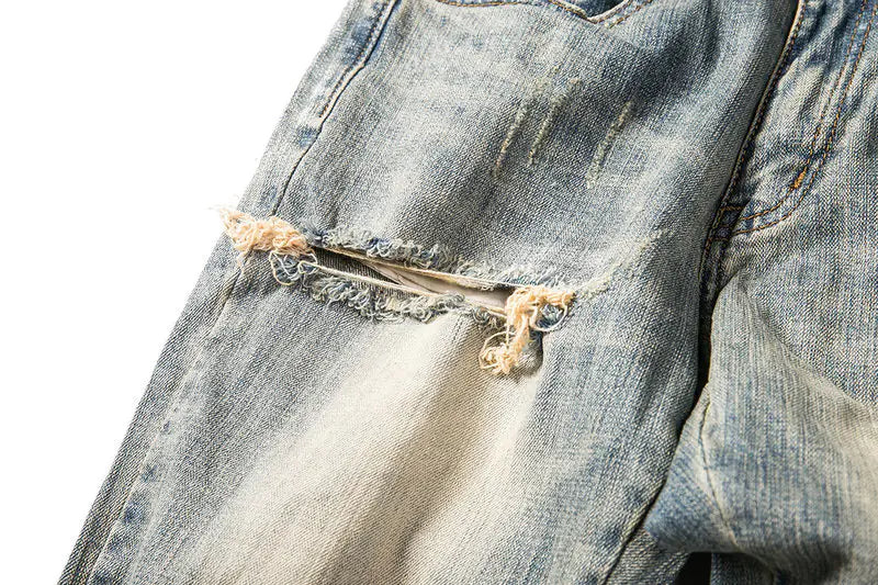 Classic Zipper Beam-Leg Jeans for Timeless Style