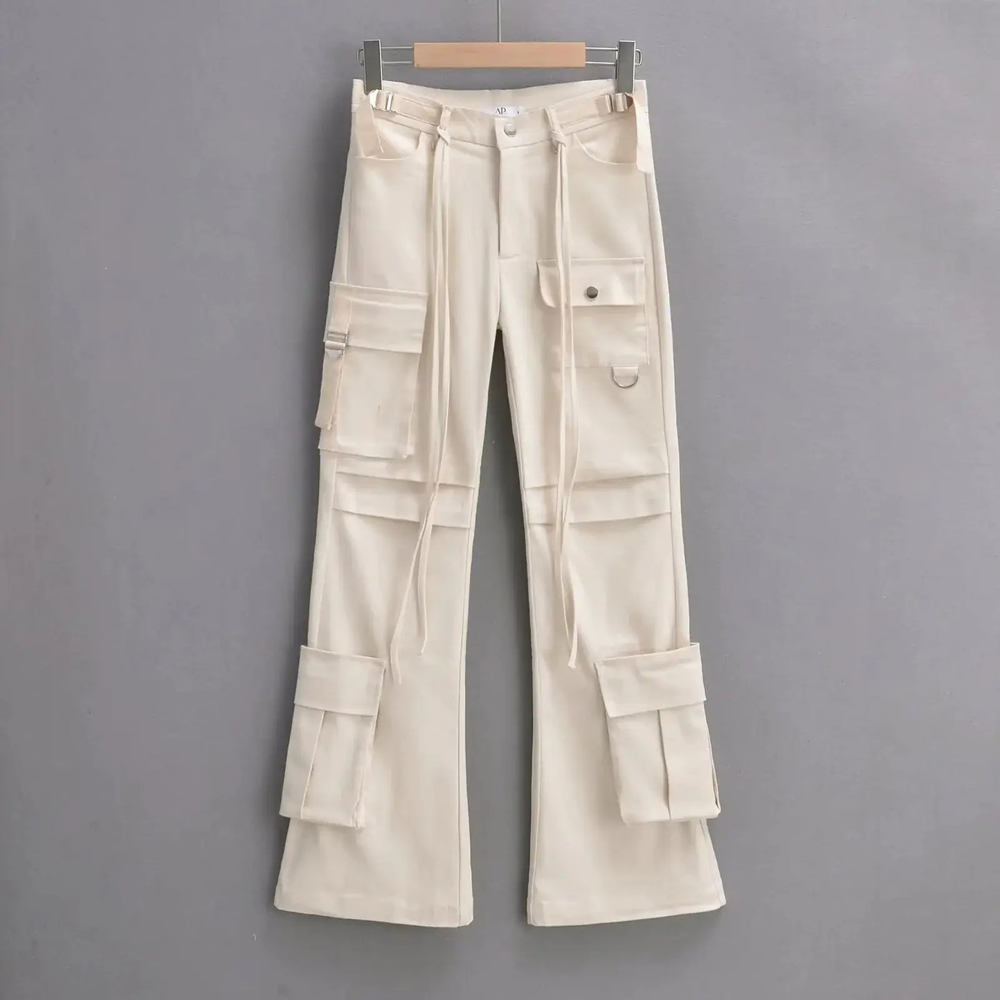 Vintage Style Multi-Pocket Flare Pants for Women