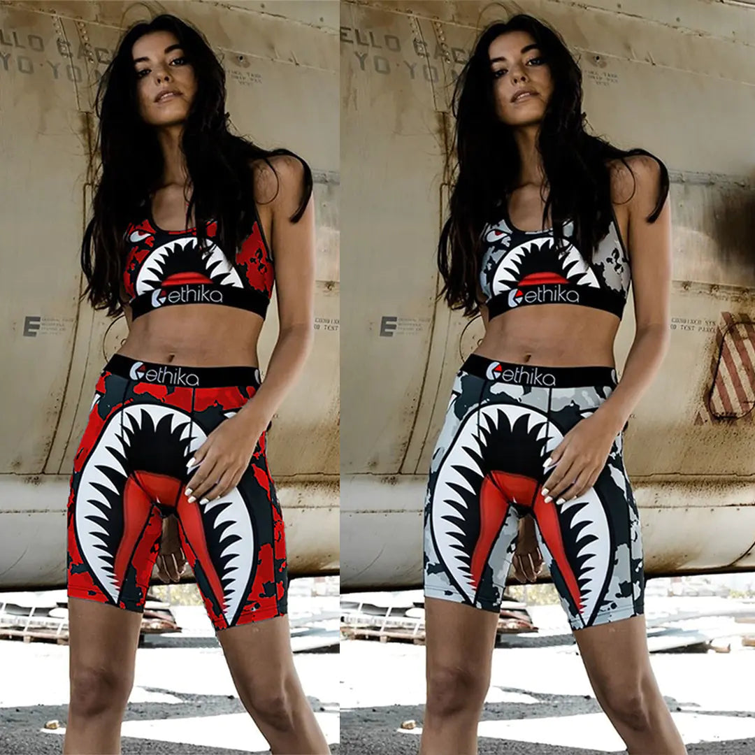 Casual Sports Set with Cartoon Camouflage Design