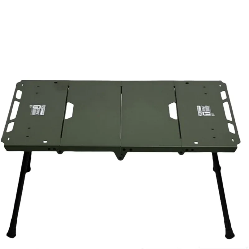 Lightweight Folding Camping Table with Side Furnace Rack Green-0