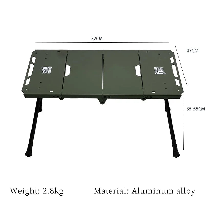 Lightweight Folding Camping Table with Side Furnace Rack Green-1