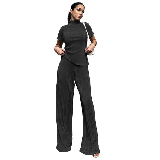 2024 Spring Women's Solid Color Two-Piece Set