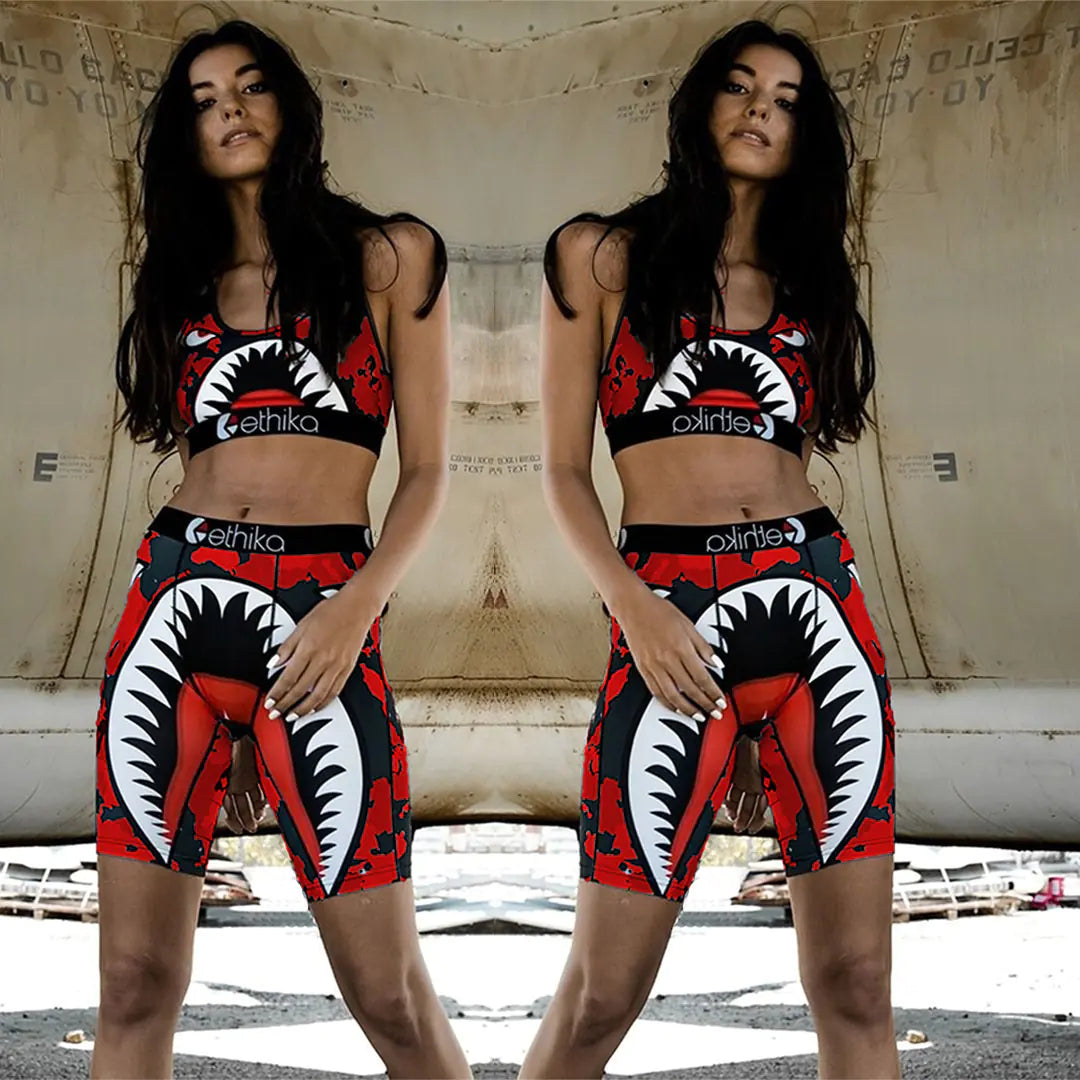 Casual Sports Set with Cartoon Camouflage Design