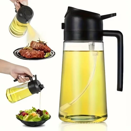 2In1 470Ml Glass Spray Oil Sprayer Bottle Spray Oil Dispenser Oil Jar Cruet BBQ Kitchen Cooking Roasting Picnic Kitchen Tools