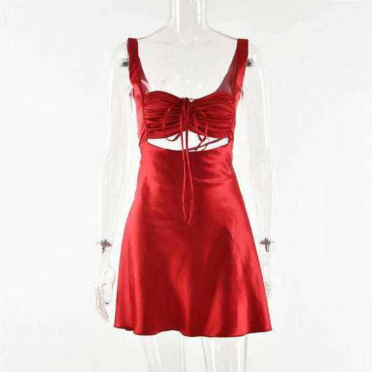 Satin Cutout Backless Mini Dress for Women